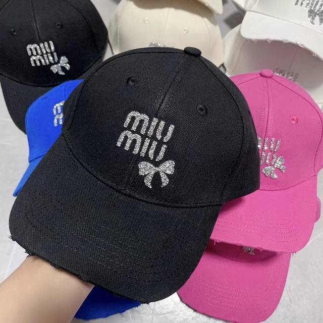 跑量 Miu 新款蝴蝶结棒球帽 高品质定制logo 材质:100%棉 头围:56-58均可